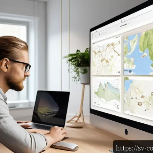 Home 31 모바일 네이티브 앱 개발 - A modern Swedish mobile app design workspace scene showing a UX designer analyzing user behavior dat...