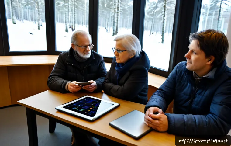 인공지능 윤리 - Photorealistic modern Swedish public library workshop on artificial intelligence ethics, diverse adu...